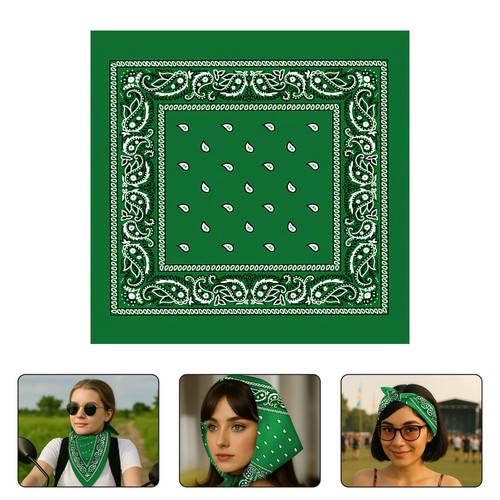 Bandana Stampa Paisley 100% Cotone Sciarpa Fascia Collo Avvolgente - Foto 103 di 284