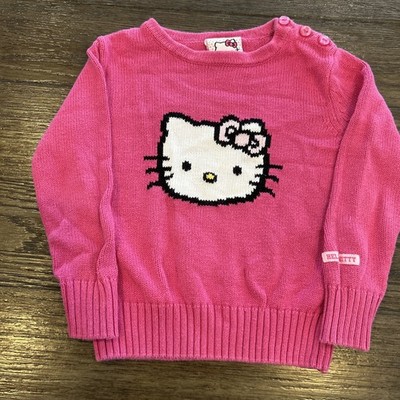 Hello Kitty Sanrio Girls Pink Sweater Size 4 Button Accent