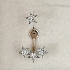 KISMET By MILKA 14K ROSE WHITE DIAMOND STAR EARRING & ENHANCER Jacket $1275