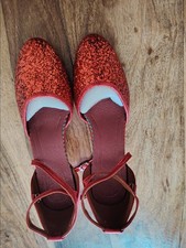 Glitter Dance Shoes Red Size 41 UK 7 Ladies