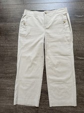 Chico's Women s Pockets Beige Stretch Capri Casual Pants Sz 1