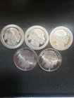 LOT OF (5) 1 OZ SILVER BUFFALO INDIAN HEAD ROUNDS  BRILLIANT 🔥🔥📈📈