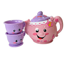 Fisher Price Say Please Tea Set Talking Teapot 2 Cups Pink Purple 2008 Works