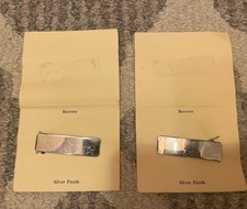 Vintage Fashion Barrettes Set Of 2 Shaped Like Army Officer Bars Silver Finish