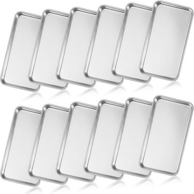 12 PCS Baking Sheet Stainl Steel, 10.24 x 5.9 x 0.5 Inch Kitchen Baking