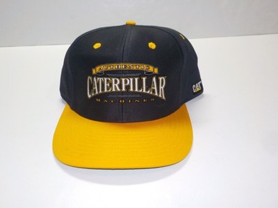 CAT Authentic Caterpillar Machines Tonkin Black Snapback Hat Cap Vintage