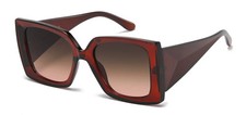 Women Chic Square Sunglasses Brown Frame Brown Lens Gradient UV400 Plastic Luxe
