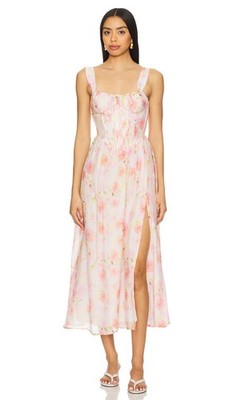 NWT Bardot Size XS Esra Printed Midi Dress Pink Floral Sleeveless