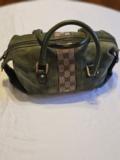 Gucci Green Satchel Top Handle Bag GG Pattern...