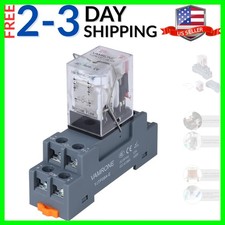 Electromagnetic Power Relay, 8-Pin 10 AMP 12V DC Relay Coil with Socket Base,...