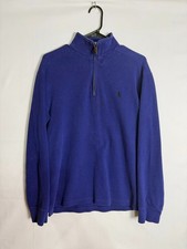 Polo Ralph Lauren Quarter Zip Sweater Mens M BLue Cotton Pony Pullover