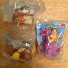3 x Vintage Burger King Kids Club Toy Figures, The Flintstones, 1993, New Sealed