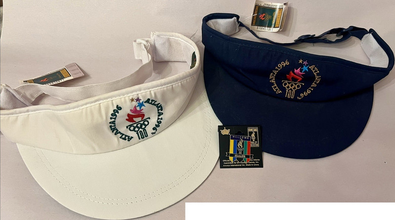 LOT: NWT ORIGINAL Official Licensed Atlanta 1996 Olympics- Visors, Enamel Pin 