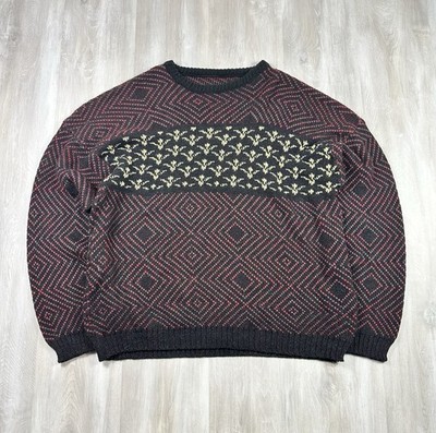 Vintage Sweater XL Knit Geometric Retro Pullover Style