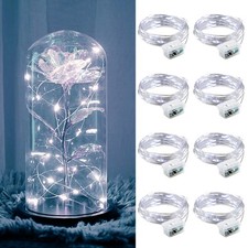 ZGWJ 8 Pack Fairy Lights Battery Operated 7ft 20 Mini LED String Silver Wire 3