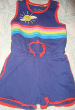 Mini Boden Romper Girls 4-5Y rainbow clouds retro style