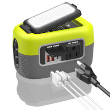 240W Power Inverter Pure Sine Wave Compatible with Ryobi 18V Battery 600lm LED