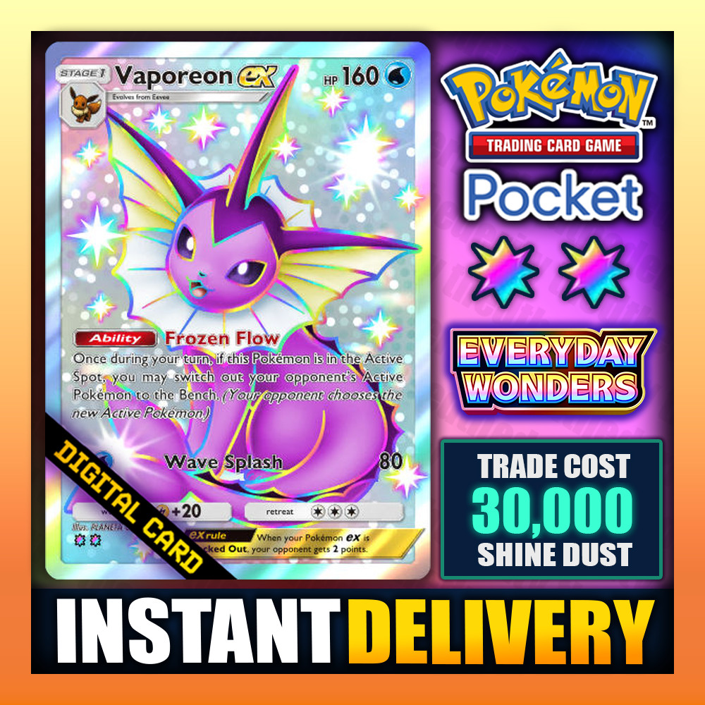 Vaporeon EX Shiny ✡️ Pokemon TCG Pocket - Everyday Wonders - English - Instant✅