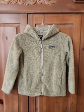 Patagonia Deep Pile Fleece Jacket Childre Size Med Tan Beige Sherpa Full Zip - B