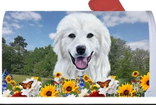 Great Pyrenees Summer Flowers Mail Box Cover