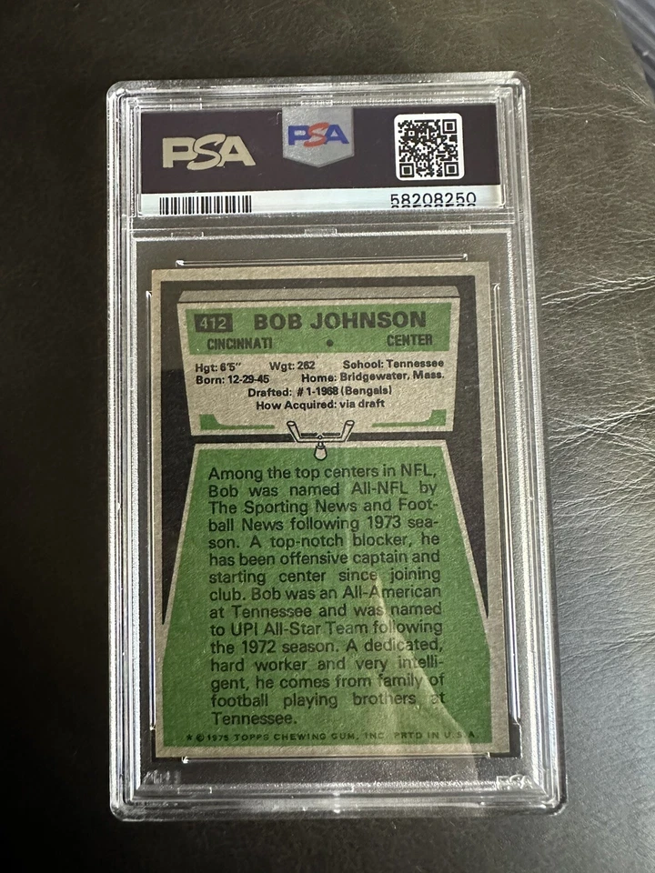 1975 Bob Johnson #412 Topps PSA 8 Cincinnati Bengals - Image 2 of 2