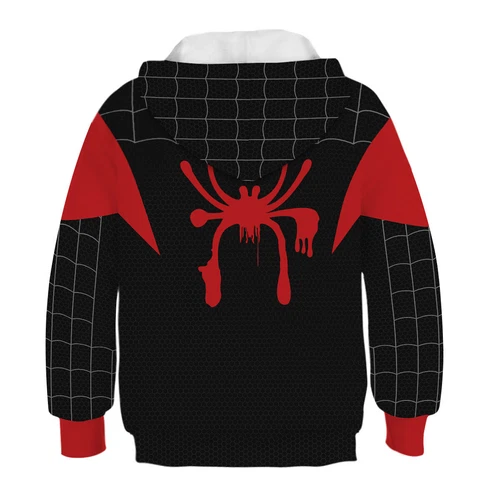 Kids Spider-Man Into the Spider-Verse Hoodie Miles Morales Cosplay Pullover Tops