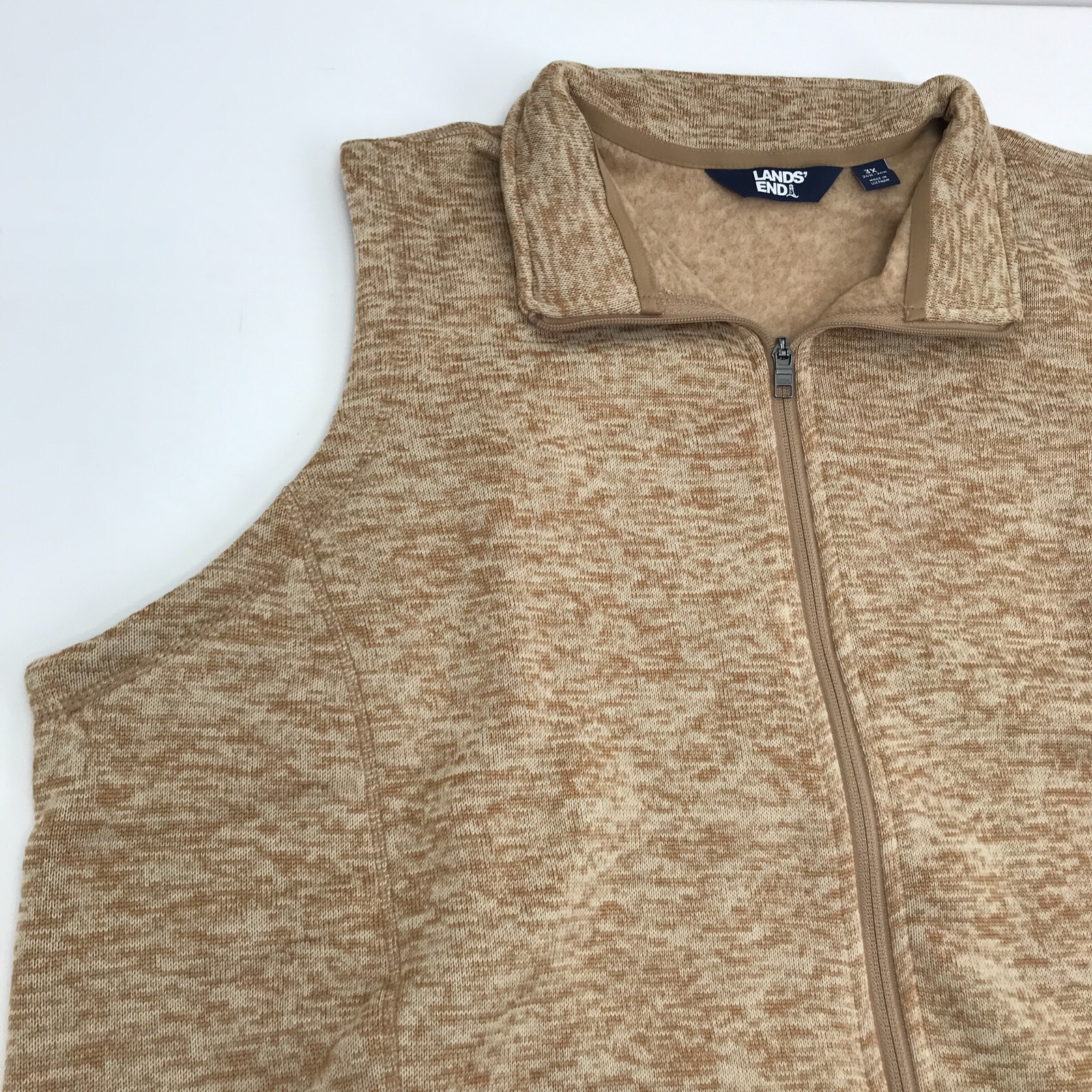 Lands' End Sweater Fleece Vest 3X Women's Plus Size Beige Camel Full
