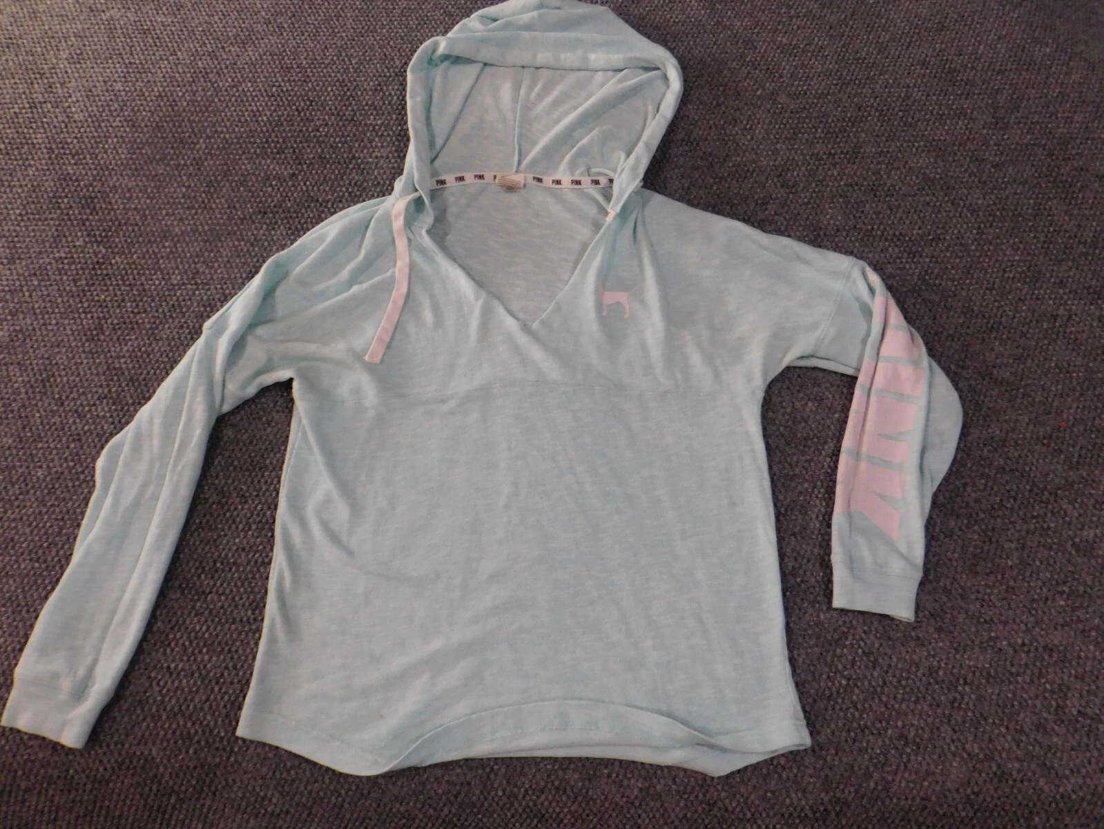 UNDERCOVER Victoria Secret Felpa Rosa con Cappuccio Blu Medio Donna Love Pullover Angelo Elasticizzato