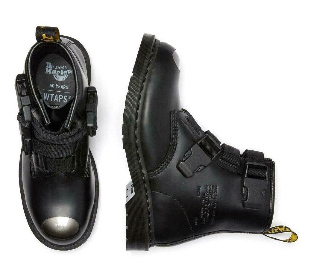 DR.MARTENS X WTAPS BLACK LEATHER STRAP BOOTS 26446001 [RARE DR.MARTENS X WTAPS BLACK LEATHER STRAP BOOTS 26446001 [RARE