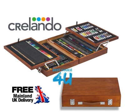 Crelando Artists Paint Box Set, WoodenBox carry case 174 piece