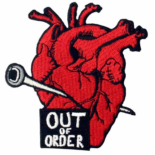 Embroidered Iron Sew On Patches transfers Appliques Badge Heart Out Of Order 642 - Image 2 of 4