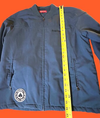 Supreme x Thrasher Skate And Destroy Blue Bomber Jacket Men's Size