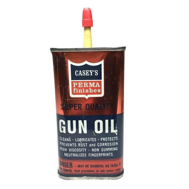 Vintage Casey's Gun Oil 3 Fl. Oz. Tin / Can Perma Finishes Super