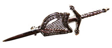 IRISH KILT PIN, Irish Harp, Chrome