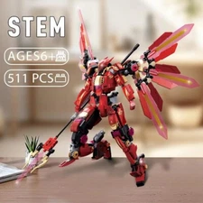 511PCS Red Halberd Athena Building Block Flame Mecha Bricks Figure Model DIY Toy