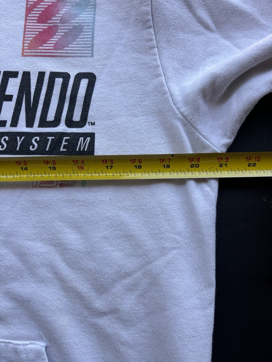 Super Nintendo Hoodie Mens Medium  White Entertainment System SNES Pullover View 4