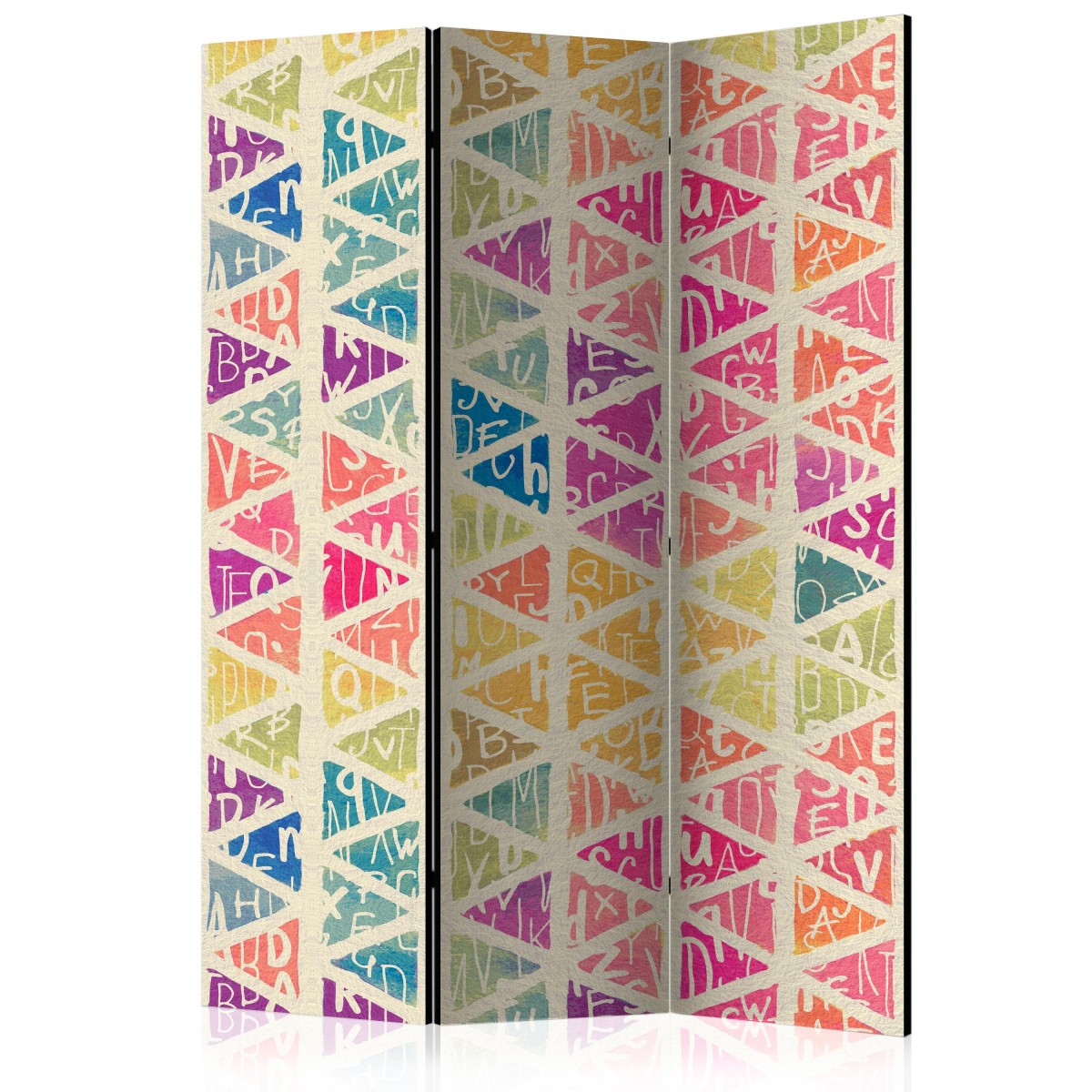 Paravent 3 volets haut de gamme Letters Nad Triangles toile tendue art