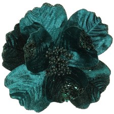 6 PCS 8.7-inch Blackish Green Large Glitter Artificial Poinsettia Flowers