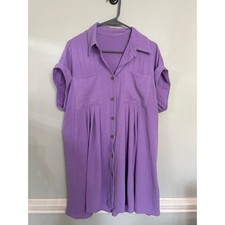 Lavender Button Front Babydoll Dress | One Size | Flowy Mini Dress