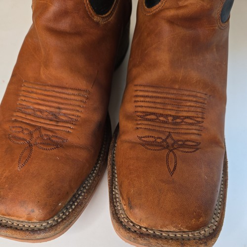 Justin Caddo Boots Men 10.5 D Brown Leather Cowboy Western Pull On Work - Picture 2 of 8
