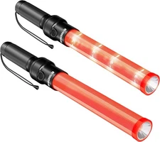 2 Pack 16 Inch Traffic Control Wands with LED Top for Outdoor Use