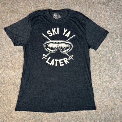 Crazy Dog Ski Ya Later T-Shirt Mens XL Charcoal Gray Graphic Tee Skiing Snow