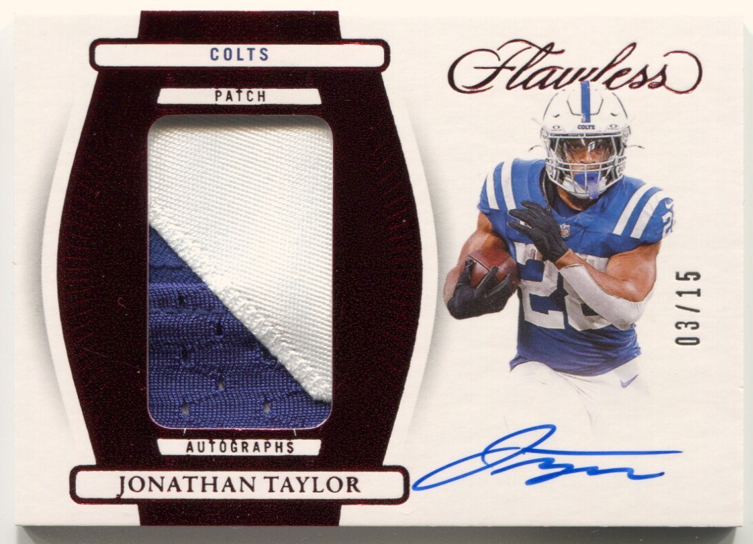 2024 Panini Flawless Jonathan Taylor Autograph Ruby 2 Color Patch Auto #/15
