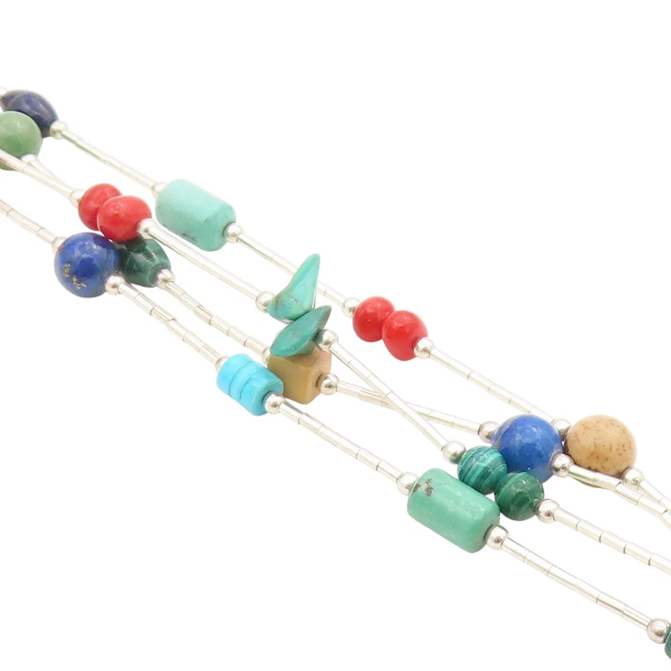 Pulseira vintage de prata esterlina 925 SILPADA corrente de contas multicoloridas BT11518 - Imagem 2 de 4