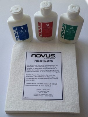 Novus Acryl Kratzer Entferner Reiniger Kunststoff Politur Kit mit 6 Novus Mates...