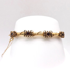 Victorian Solid 14k Gold Bohemian Garnet Bang...