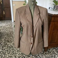 Giacca Blazer vintage pied de poule marrone 42 pura lana vergine