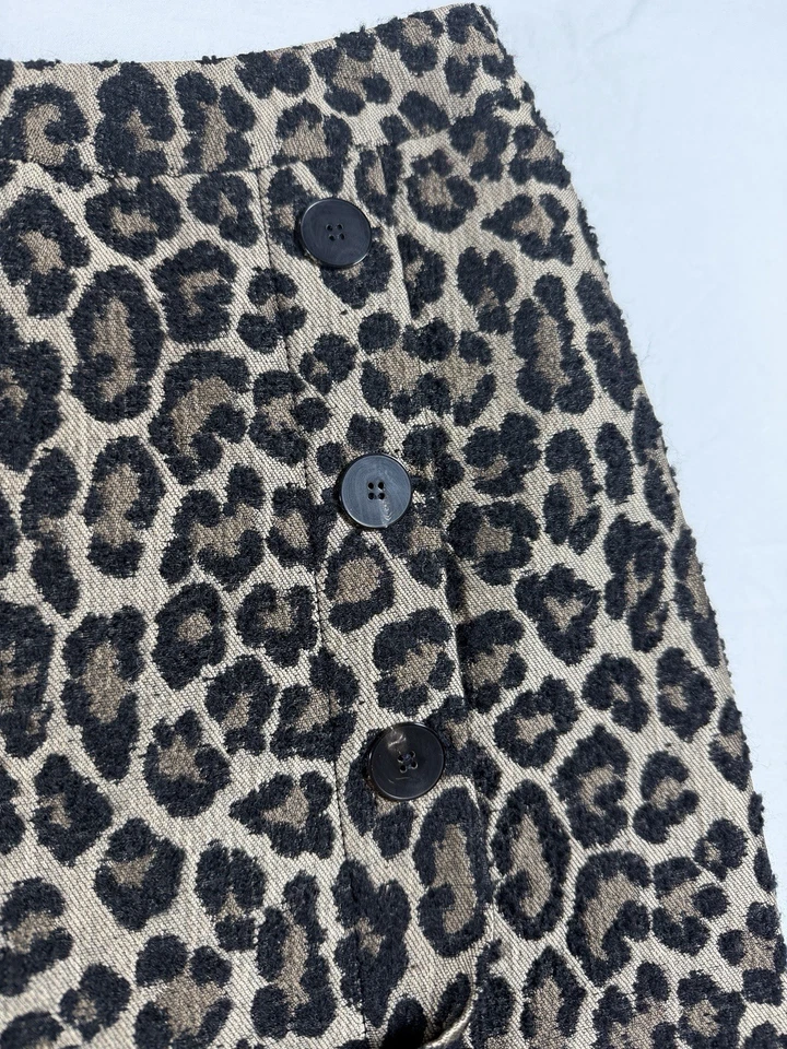 Falda Lápiz Sezane Mujer Leopardo Talla 40 EE. UU. 8 Estampado Animal Detalle Botón Foto 2 de 4