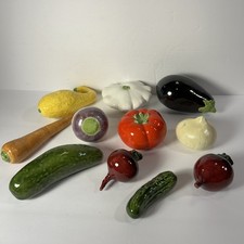 Lot Of 11 Vintage Hand Blown Art Glass Vegetables Murano Style Art Deco