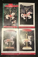 Hallmark Keepsake Carousel Tobin Fraley Christmas Ornament Lot Of 4 Horse 92-95